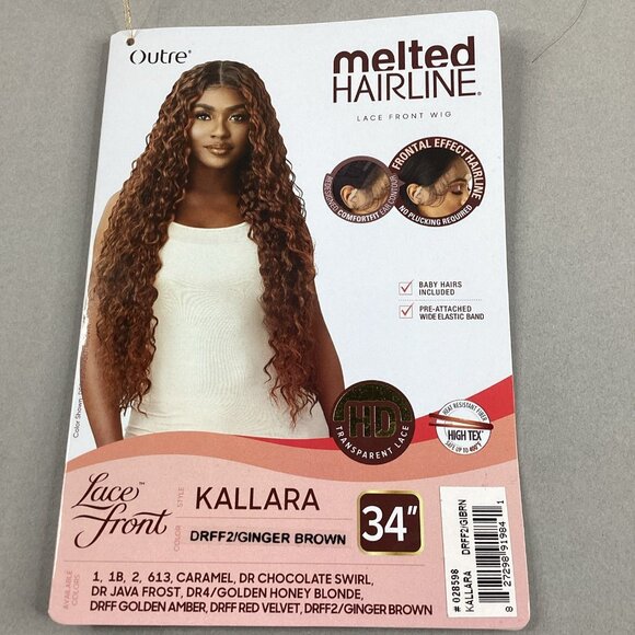 Kallara #DRFF2/Ginger Brown Long Wavy Melted Hairline Synthetic Lace Front Wig - Picture 8 of 10